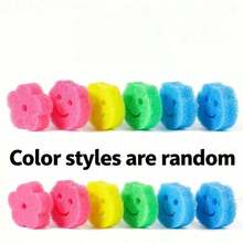 8/4/3/1pc Multi-Color Smiling Face/Flower Sponge, Surface Color Coded (Pink, Yellow, Green, Blue), With Hanging Hole. This Multi-Functional Household Cleaning Cloth Can Easily Meet Various Daily Cleaning Needs. - A - View 6