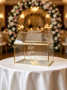 Customized Wedding Card Box - Transparent Gift And Cash Storage Box, Suitable For Wedding Reception, Birthday Elegant Table Decor, Anniversary And Graduation Party Decoration - Multicolor - View 6