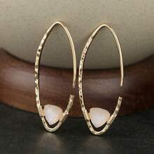 DIYCCPC Pendientes de aro abierto minimalistas para mujeres, diseño de alambre de metal geométrico, adecuados para uso diario y citas - Dorado - Ver 6