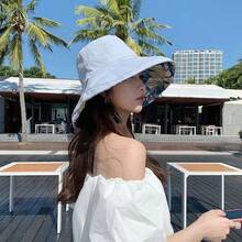 1pc New Reversible Wide Brim Bucket Hat For Women, Summer Sun Protection Face Covering Sun Hat - Multicolor - View 8