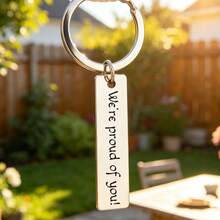 1pc Emotional Gift, Stainless Steel Keychain, For Friends And Family - A - View 3