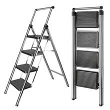 Huini 4 Step Ladder With Handrail, Folding Step Ladder, Non-Slip Household Ladder, Steel Folding Step Stool, Multifunctional Step Stool, Maximum Load 150 Kg - Tangga 4 Langkah - View 1