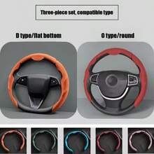 Sarung Setir Mobil PU Nappa, Cocok untuk Setir Tipe D dan Bulat, Model Jepit, Anti Selip, Cocok untuk Pria dan Wanita Sepanjang Tahun, Anti Selip, Menyerap Keringat, Sarung Kartu Tahan Aus, Set 3 Buah dengan Lubang Ventilasi - Penutup roda kemudi - View 6