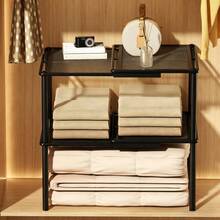 Foldable Closet Storage Organizer, Expandable & Stackable Wardrobe Rack With Tiered Shelves, Adjustable Clothing Storage System For Bedroom Closet, Kitchen, Bathroom, Office & Home Storage & Organization - View 5