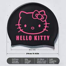 1件裝 Sanrio Cat 黑色矽膠泳帽 女款 防水 舒適 不緊繃 護耳 成人用 - A - 查看 5
