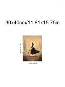 1pc Witch On Bicycle Wall Art,Halloween Silhouette Print, Witch On Swing Gothic Lantern Art, Ideal Gift,Suitable For Bedroom,Living Room,Kitchen,Wall Arts,Wall Decor,Home Decor,Room Decor,Canvas Wall Art,Posters, Wall Art With Frame,Optional Frame ﻿ - 1PCS - View 12