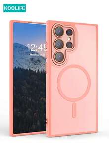 Koolife 柔軟觸感磁吸手機殼，全覆蓋鏡頭保護，PC+TPU 材質，按鈕，防摔防滑手機殼，相容 Galaxy S22/S22 Plus/S22 Ultra - 粉色 - 查看 3