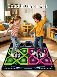 2-Player Kids Dance Mat, Music Educational Toy, Birthday Gift; 2-Player Kids Dance Game Pad, Non-Slip Design. Built-In 5 Songs, 3 Difficulty Levels Adjustable, Volume Freely Adjustable; Foldable Design, Easy Storage. Sensitive Touch Sensor, No TV Connection Needed, Dance To The Rhythm, Fun And Exercise - Multicolor - View 3