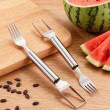 1/2件裝西瓜切片工具 西瓜叉 雙頭家用廚房餐具 家庭西瓜食用叉 雙用途廚房工具 西瓜專用裝置 不鏽鋼防鏽多功能 - 彩色 - 查看 2