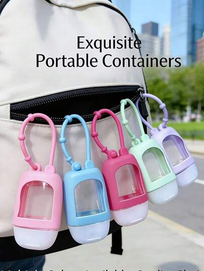 3pcs Random Color Flip Cap Squeeze Refillable Travel Containers, Antibacterial Hand Sanitizer Bottles With Sleeve Keychain, Suitable For Liquids And Toners