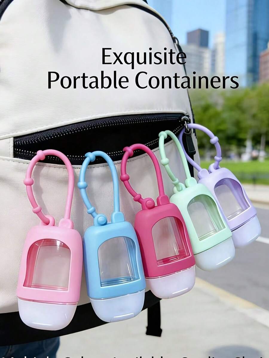 3pcs Random Color Flip Cap Squeeze Refillable Travel Containers, Antibacterial Hand Sanitizer Bottles With Sleeve Keychain, Suitable For Liquids And Toners - Multicolor - View 1