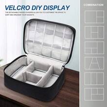 1pc Waterproof Digital Storage Bag, Home Cable Charger Electronic Organizer Bag, Travel Portable Storage Bag, Makeup Bag, Cosmetic Storage Bag, Vacation Organizer Bag, Large Capacity Makeup Storage Box, Suitable For Lipstick, Brushes,Back To School - Black - View 4