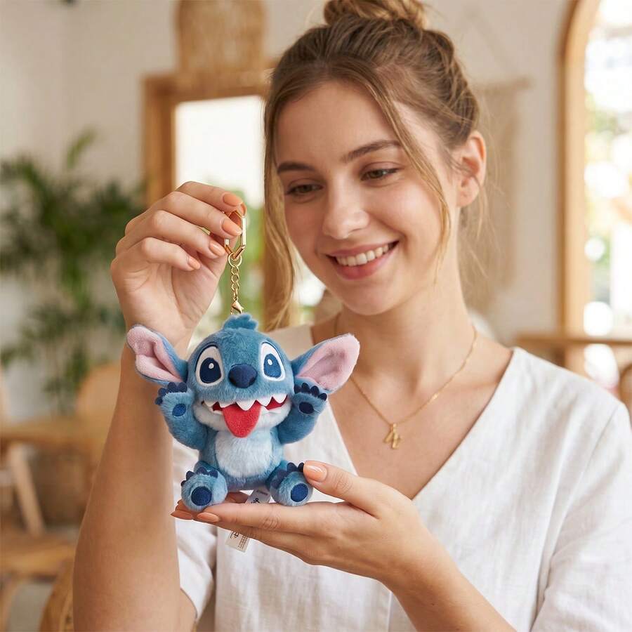 MINISO Disney Lilo & Stitch Plush Keychain Bag Pendant,Cute Stuffy Bag Charm Pendant For Backpack - Blue - View 1