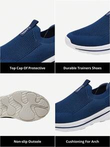 CAMEL CROWN Men's Outdoor Non-Slip Casual Spring Breathable Mesh Slip-On Walking Shoes - Dark Blue - View 4