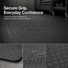 PVC Floor Protector 17 X 3.6 Ft For Garage Workshop Warehouse, 2 Rolls Heavy Duty Vinyl 2.5mm Thickness Black Diamond Texture Flooring Under Car Storage Area Gym Basement Surface Cover-XY74142 - 1 - View 6