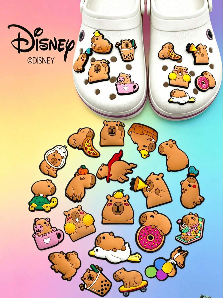 20pcs/Set Capybara Style Random, Suitable For Women's Clogs, Bags And Accessory Charms - Detachable Creative DIY Decorative Shoe Charms, Perfect Match For Beach Bags - Ideal Gift For Birthday, Christmas, Valentine's Day, Halloween And Party - Detachable Shoe Flower Buckle Decoration / Cartoon Shoe Flower Decoration / Cute Shoe Flower Decoration / Shoes / PVC Shoe Flower Decoration / Soft Rubber Shoe Flower Charm / [Style/Color Random] - Multicolored - View 1