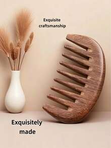 7-Tooth Sandalwood Portable Wide-Tooth Comb, Anti-Static Massage Comb For Curly Hair, Large-Tooth Comb For Home And Travel - Wooden Comb - View 1