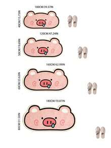 1pc 2026 New Pink Pig Snot Shaped Long Bedside Rug, Autumn Hot Item, Soft Absorbent Skin-Friendly, Suitable For Bedroom Or Living Room Decor, Holiday Gift, Bedroom Rug, Comfortable Home Accessory, Decorative Rug, Bedroom Decor, Small Rug, Rug, Home Decor, Living Room Rug, Living Room Small Rug - Multicolor - View 6
