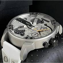 Jam Tangan Diesel DZ7401 Pria Ukuran Besar dengan 4 Zona Waktu, Bezel Baut Stainless Steel Perak, Tali Kulit Berlubang, Tahan Air 3ATM, Multi-Dial, Kronograf Jalanan - Satu-Ukuran - View 8
