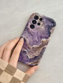 奶油多巴胺波浪荷葉邊軟 TPU 紋理創意大理石紋手機殼，適用 Galaxy S21 S22 S23 S24 S25 S26/Honor 及其他機型 - 白色 - 查看 5