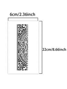 1Pc Man Tattoo Fake Temporary Tattoos Totem Geometric Semi Permanent Waterproof Sweatproof Last For 1-2 Weeks Anti-Friction Non-Reflective Black For Woman And Men Arm Chest Waist Back Tattoo Stickers - KJ - View 5