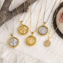 Vintage Spinner Virgin Mary Necklace For Women Copper Gold Plated San Benito Medal Necklaces Amulet Jewelry - Yellow Gold - View 5