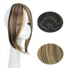 10 Inch Long Bob Wig, Middle Part With Side Bangs, Synthetic Hair Extensions With BB Clips - Multicolor - View 14