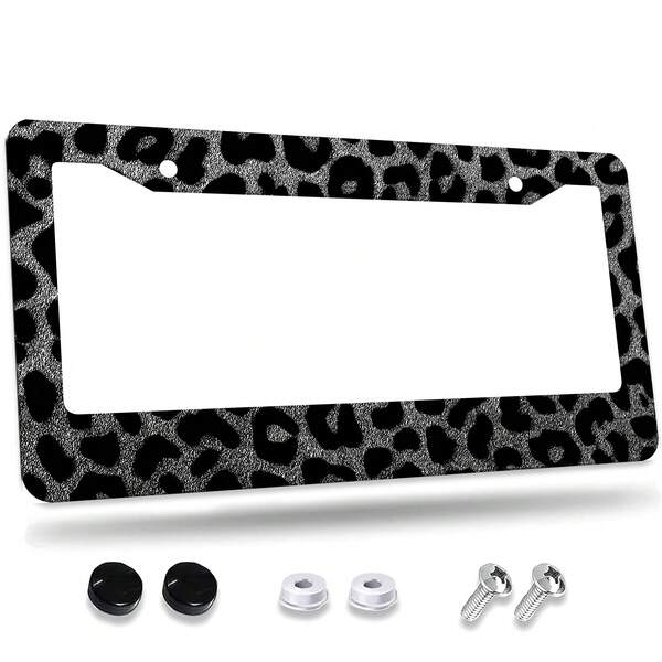 1 Leopard Print Car License Plate Frame, Aluminum License Plate Decorative Cover.This License Plate Holder Is Rust-Proof, Drop-Resistant, Weather-Resistant, And Suitable For Standard American Vehicles