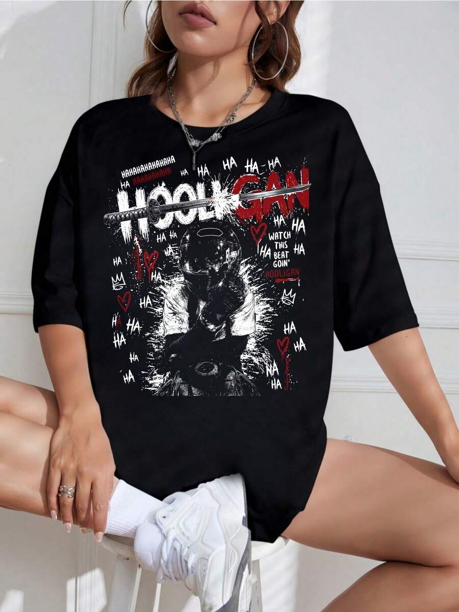 100% Cotton Y2K Loose Short Sleeve Tee Unisex Limited Edition Band Member T-Shirt, Concert Hoodie, Hoodie, Tour - Black - View 1