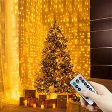 100/200/300/600LED Curtain String Lights, USB Powered Fairy Garland Lights. 8 Lighting Modes, With Remote Control (Battery Not Included), Suitable For Home Bedroom Window Wall Stage. Romantic Proposal Confession, Birthday Party, Wedding Celebration Background Atmosphere Decoration Hanging String Lights, Valentine's Day Halloween Christmas Holiday Decoration - USB Plug Curtain Light - View 3
