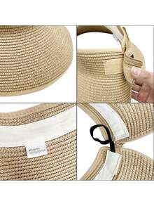 Customized Beach Hat, Personalized Sun Hat, Customized Embroidered Straw Beach Hat With Bow Tie, Wide Brim Packable Sun Hat For Women, Vacation Core - Multicolor - View 6