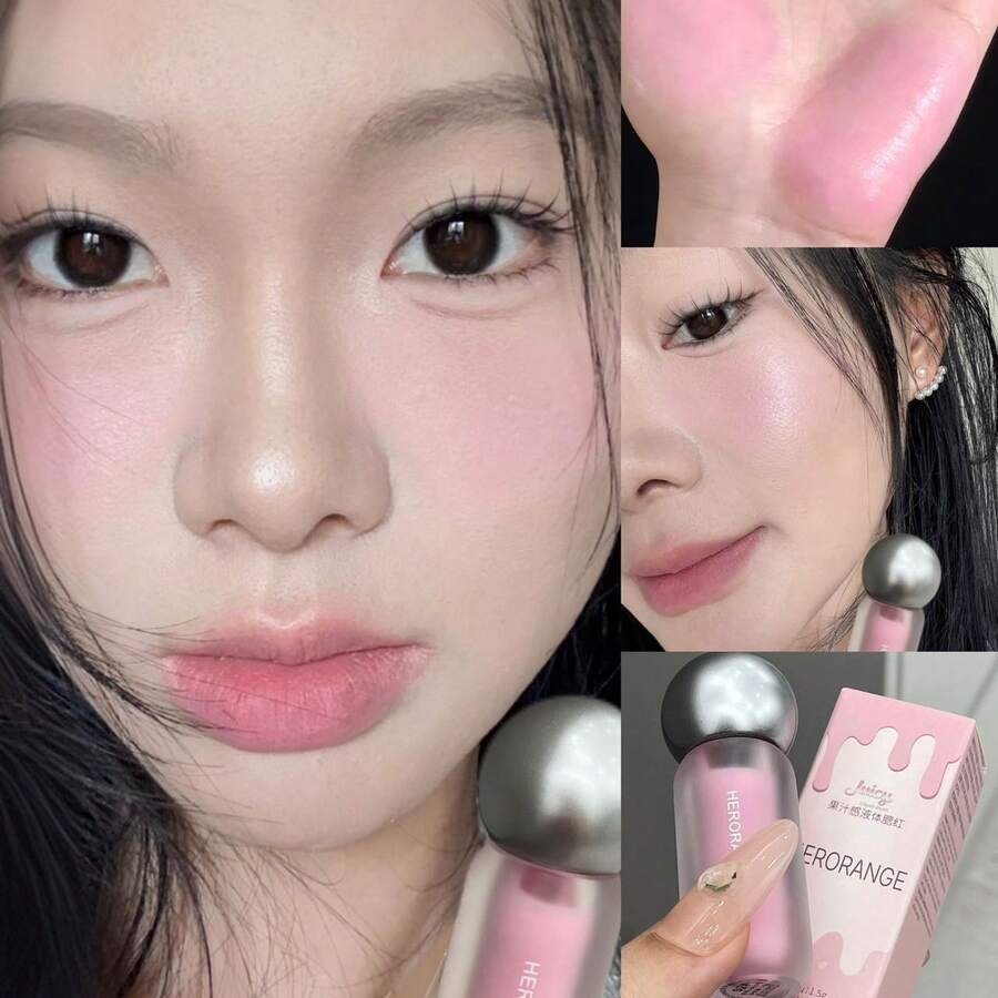 HERORANGE Watery Fruit Juice Liquid Blush Smooth Blendable Non-Cakey Sweat Resistant Nude Cheek Makeup For Beginners, Perfect Christmas & Birthday Gift