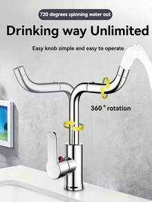 1 Set Kran Stainless Steel Putar 360° dengan Kontrol Panas dan Dingin Terpisah, Selang Masukan Air G1/2" Terintegrasi, Kepala Semprotan Tekanan Tinggi, Cocok untuk Wastafel Dapur dan Kamar Mandi, Pemasangan Mudah, Aliran Air Efisien, Desain Modern, Pemasangan Lubang Tunggal, Perawatan Permukaan Berkualitas Tinggi, Cocok untuk Semua Musim - MultiWarna - View 5