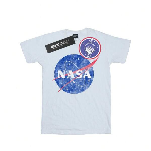 NASA Girls Classic Insignia Logo Distressed Cotton T-Shirt
