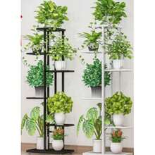 1pc Iron Flower Stand, Black, White Minimalist Fashion Plant Rack, Living Room, Balcony Decoration Shelf, 4-8 Layers Multi-Tier Storage Rack, Multi-Functional Storage Rack - Black - View 8