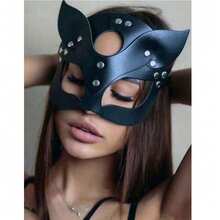 1 Peça Máscara de Raposa de Couro PU Preto (Estilo Aleatório), Máscara de Raposa de Meia Face para Festa de Carnaval, Baile de Máscaras, Adequada para Uso em Festa de Carnaval - A - Visão 3