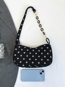 Bolso de hombro minimalista y de moda con pliegues de nube de unicolor - Negro - Ver 4