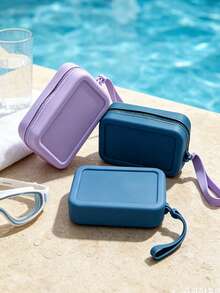 1pc Silicone Storage Bag, Portable Handheld Mini Cosmetic Coin Purse, Waterproof Zipper Storage Pouch, Suitable For Beach, Travel, Outdoor And Daily Use - Multicolor - View 5