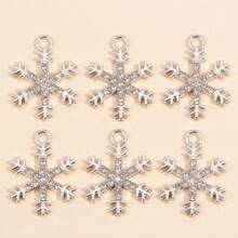 10Pcs Snowflake Series Pearl & Rhinestone Alloy Snowflake Pendants, Suitable For DIY Jewelry Making, Necklace Bracelet Earring Accessories, Christmas Holiday Decoration Gifts - Multicolor - View 22