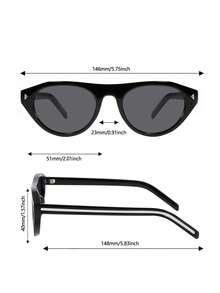 1 Paar neutrale Vintage Katzenaugen ovale Brille im Boho-Stil, vielseitig und unisex, klassisches Kunststoffmaterial, geeignet für Outdoor-Reisen, Strandurlaub, lässige Dekoration und Alltag-Outfit. - schwarzgrau - Übersicht 7