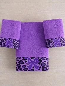 QIBHI 100% Cotton 4PCS Oversized Bath Towel Set 28x55Inches, Ultra Soft Highly Absorbant Compact Quickdry & Lightweight Large Bath Towels, Ideal For Gym Travel Camp Pool - Purple - View 3