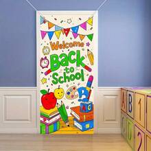 2D Curtain Banner, Welcome Back To School Curtain Banner - Books, Stationery And Apple Vibrant 2D Hanging Decor, Suitable For Classroom Or Home, Colorful School Theme - Multicolor - View 9