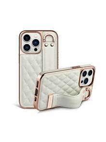 Phone Case - Microfiber Faux Leather Material, Designed For Girls And Women, With Wrist Strap Stand, Compatible With IPhone 16 Pro Max/15 14 13 12 Pro Max - Beige - View 2