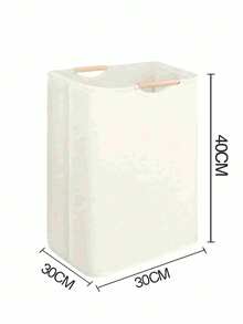 1pc Linen Fabric Laundry Basket, Foldable, Convenient Fabric Laundry Basket, Home Bedroom/Bathroom Laundry Basket, Foldable Doll/Storage Basket, Large Capacity - Beige - View 5