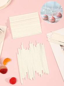 1 Pacote 10/100/200/400 Peças Palitos Brancos para Pirulito DIY, Palitos de Papel Descartáveis para Bolo, Adequados para Bolos, Pirulitos, Balas Duras, Chocolate, Cor e Acessórios para Suprimentos de Cozinha Doméstica - Multicolorido - Visão 2