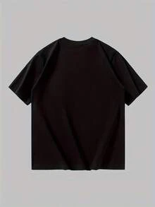 The Men Are Very Good,I Saw A Small Silhouette Of A Man,He Is Holding A Piece Of Clothing With A Mango Pattern Print T Shirt . - Black - View 4