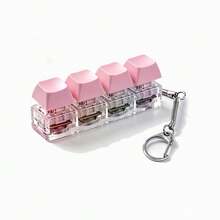1/2pcs Luminous Keyboard Fingertip Toy, 4-Key LED Keyboard Clicker Keychain With RGB Light, Portable Mechanical-Feel Sensory Desktop Toy For Adults And Teens - Multicolor - View 5