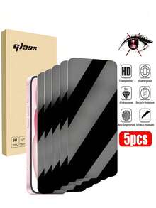 BOLLYMORE 5片裝強化玻璃防窺螢幕保護貼，相容 iPhone 17/11/12/13/14/15/16 Pro Max，雙面防窺，超強強化玻璃，5倍強度，隱形保護，防指紋，易安裝，相容 14/15/16 Plus - 黑色 - 查看 41