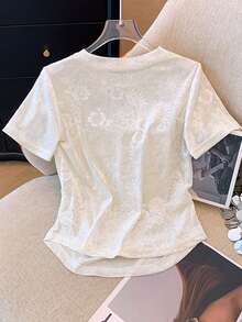 Women's Casual Minimalist Fresh Daily Commute Versatile Lightweight T-Shirt Summer - Beige - View 2