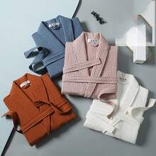 Haus Hana Jubah Mandi Waffle, Menyerap Keringat, Cepat Kering, Unisex, Cocok untuk Musim Semi/Panas, Homestay, Hotel, SPA, Potongan Longgar, Berbagai Warna, Desain Minimalis, Perlengkapan Kamar Mandi & Rumah, Kembali ke Sekolah - MultiWarna - View 4